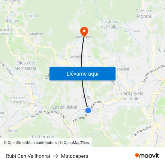 Rubí Can Vallhonrat to Matadepera map