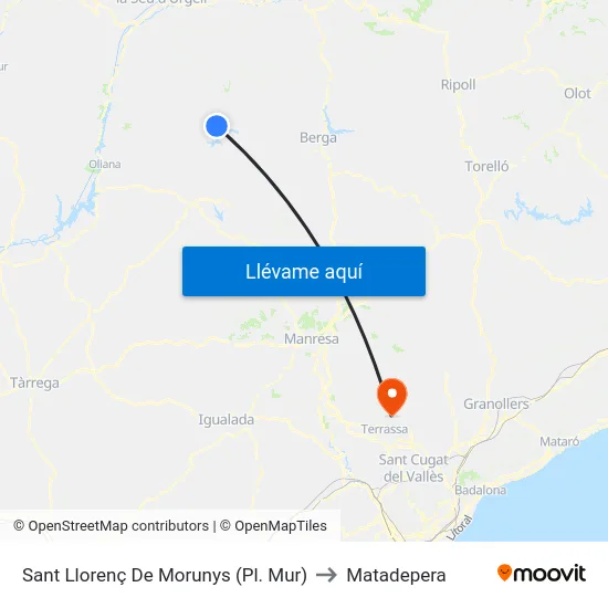 Sant Llorenç De Morunys (Pl. Mur) to Matadepera map