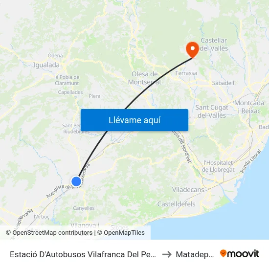 Estació D'Autobusos Vilafranca Del Penedès to Matadepera map