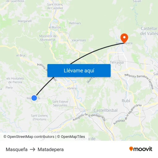 Masquefa to Matadepera map