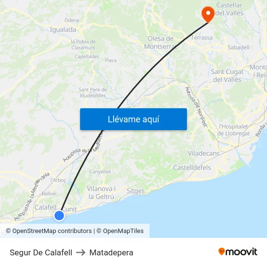 Segur De Calafell to Matadepera map