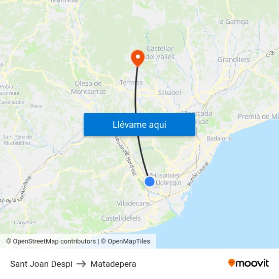 Sant Joan Despí to Matadepera map
