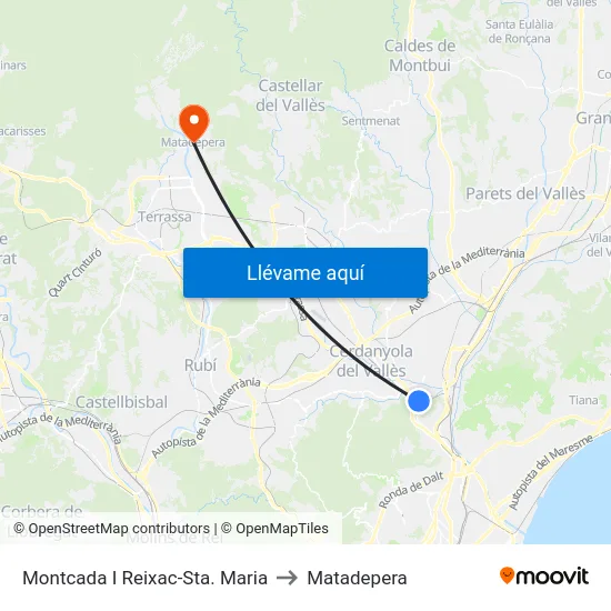 Montcada I Reixac-Sta. Maria to Matadepera map