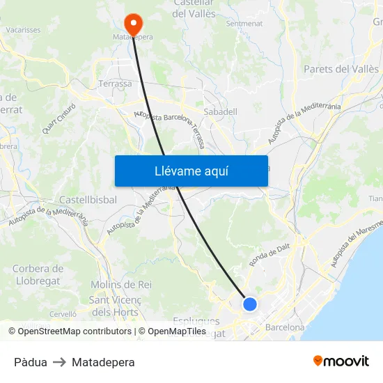 Pàdua to Matadepera map