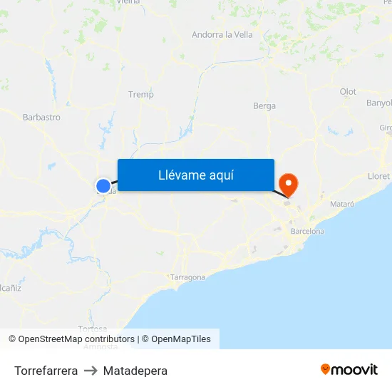 Torrefarrera to Matadepera map