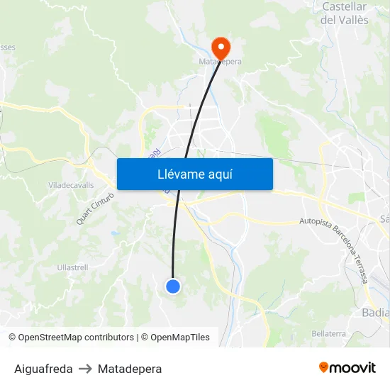 Aiguafreda to Matadepera map