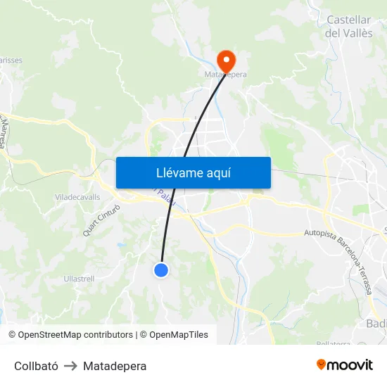 Collbató to Matadepera map
