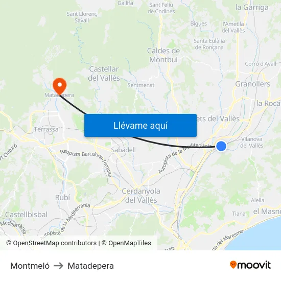 Montmeló to Matadepera map