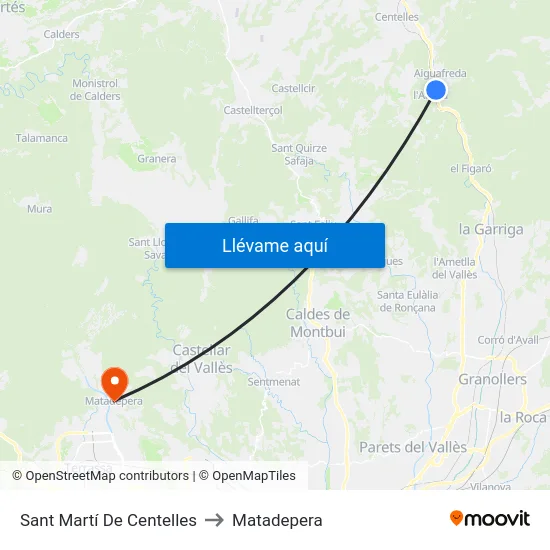 Sant Martí De Centelles to Matadepera map