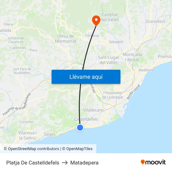 Platja De Castelldefels to Matadepera map