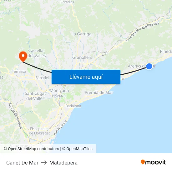 Canet De Mar to Matadepera map
