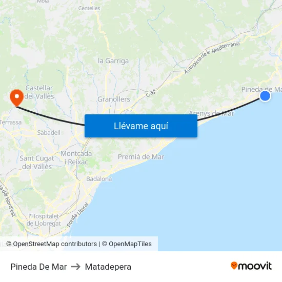 Pineda De Mar to Matadepera map