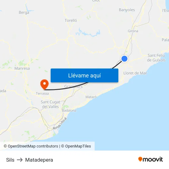Sils to Matadepera map