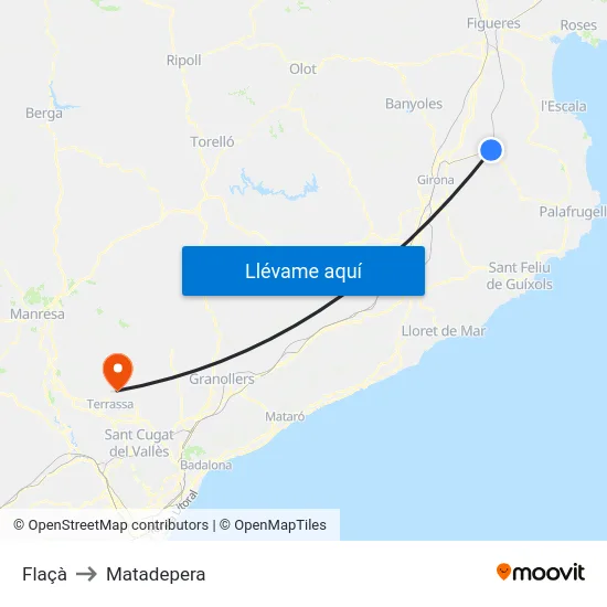 Flaçà to Matadepera map