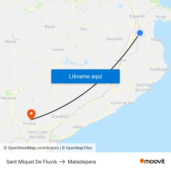 Sant Miquel De Fluvià to Matadepera map