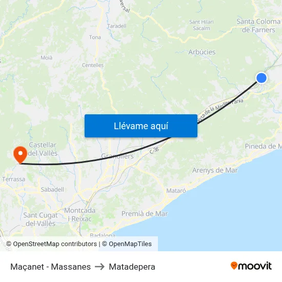 Maçanet - Massanes to Matadepera map