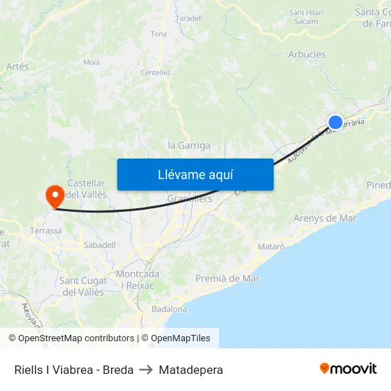 Riells I Viabrea - Breda to Matadepera map