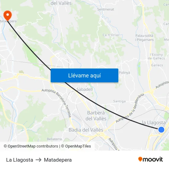 La Llagosta to Matadepera map