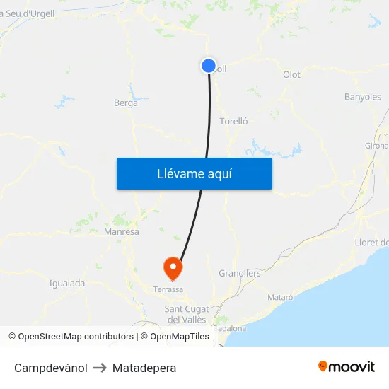 Campdevànol to Matadepera map