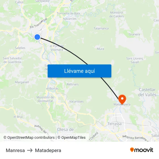 Manresa to Matadepera map