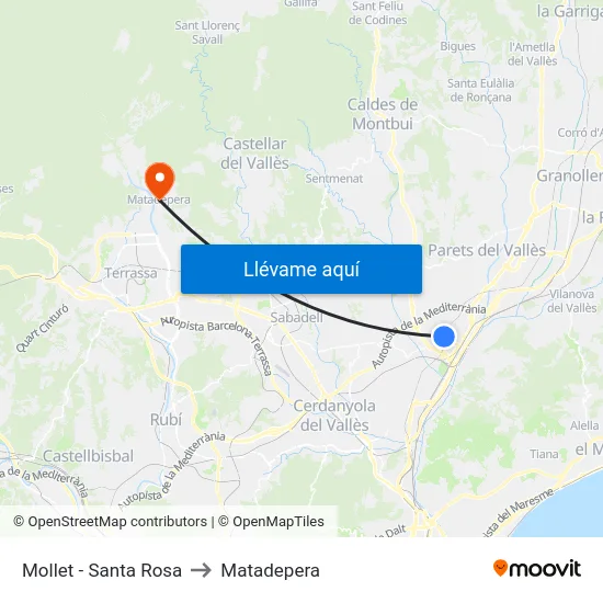 Mollet - Santa Rosa to Matadepera map