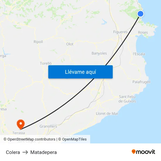 Colera to Matadepera map