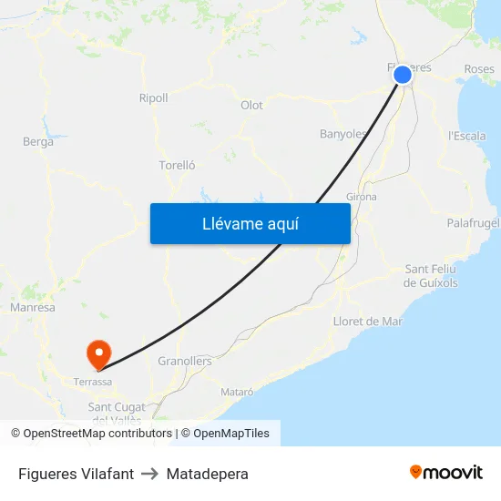 Figueres Vilafant to Matadepera map