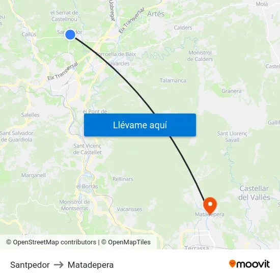 Santpedor to Matadepera map