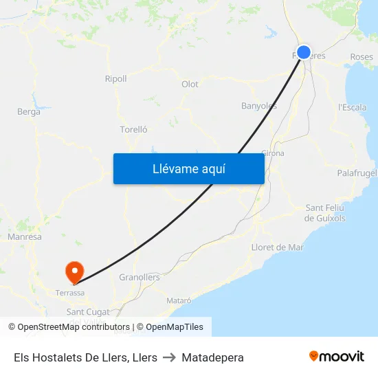 Els Hostalets De Llers, Llers to Matadepera map