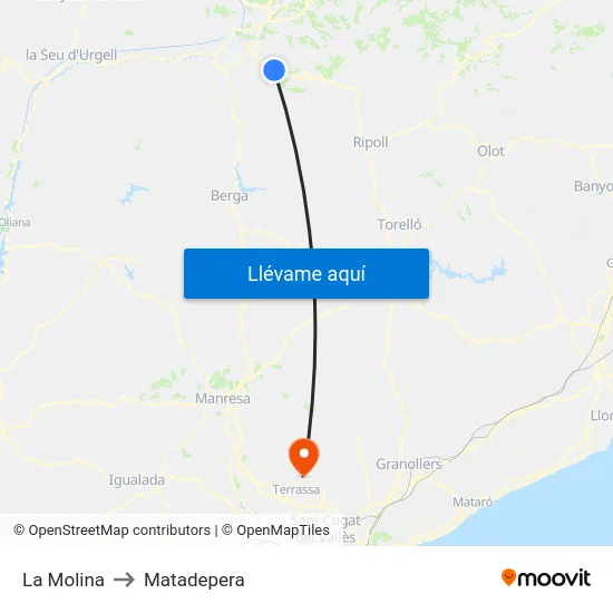 La Molina to Matadepera map