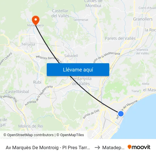 Av Marquès De Montroig - Pl Pres Tarradellas to Matadepera map