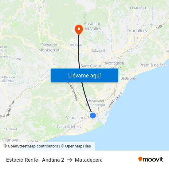 Estació Renfe - Andana 2 to Matadepera map