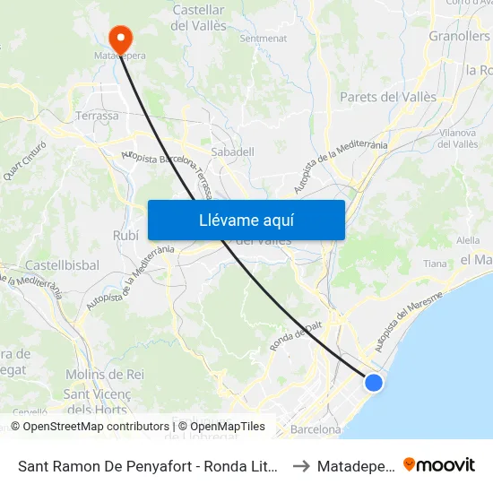 Sant Ramon De Penyafort - Ronda Litoral to Matadepera map