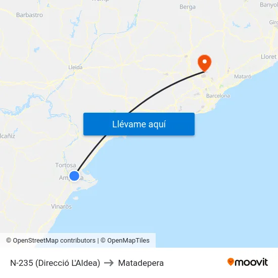 N-235 (Direcció L'Aldea) to Matadepera map