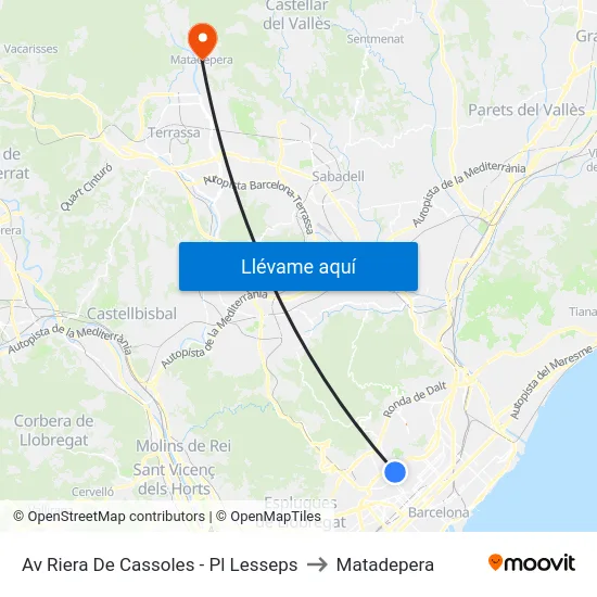 Av Riera De Cassoles - Pl Lesseps to Matadepera map