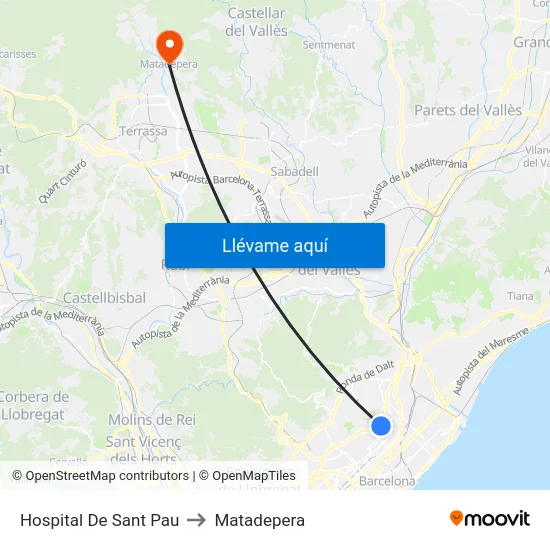 Hospital De Sant Pau to Matadepera map