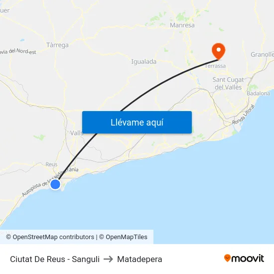 Ciutat De Reus - Sanguli to Matadepera map