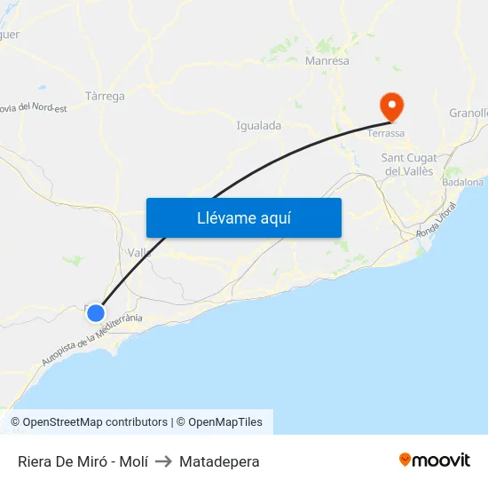 Riera De Miró - Molí to Matadepera map