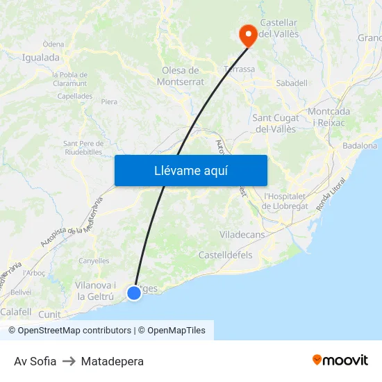 Av Sofia to Matadepera map