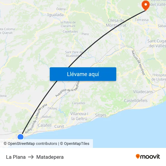 La Plana to Matadepera map