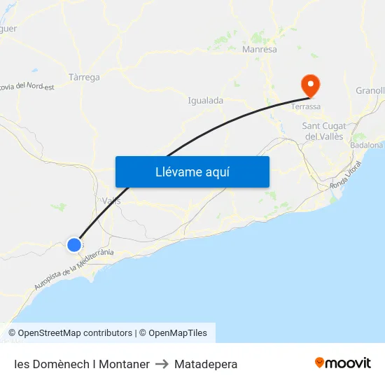 Ies Domènech I Montaner to Matadepera map