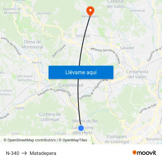 N-340 to Matadepera map