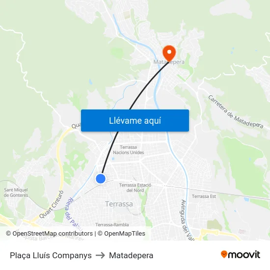 Plaça Lluís Companys to Matadepera map