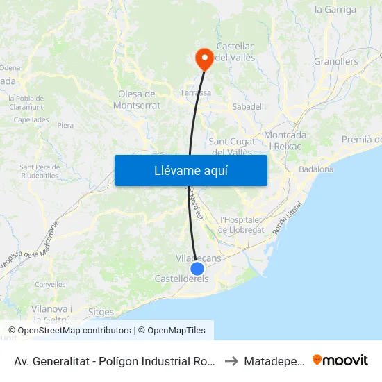 Av. Generalitat - Polígon Industrial Roca to Matadepera map