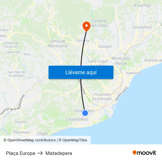 Plaça Europa to Matadepera map