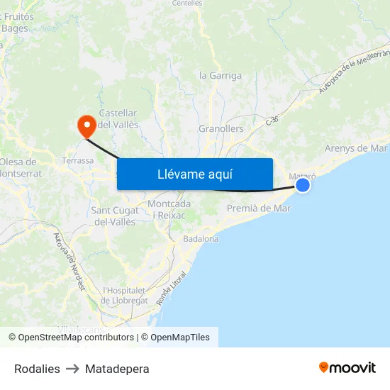 Rodalies to Matadepera map