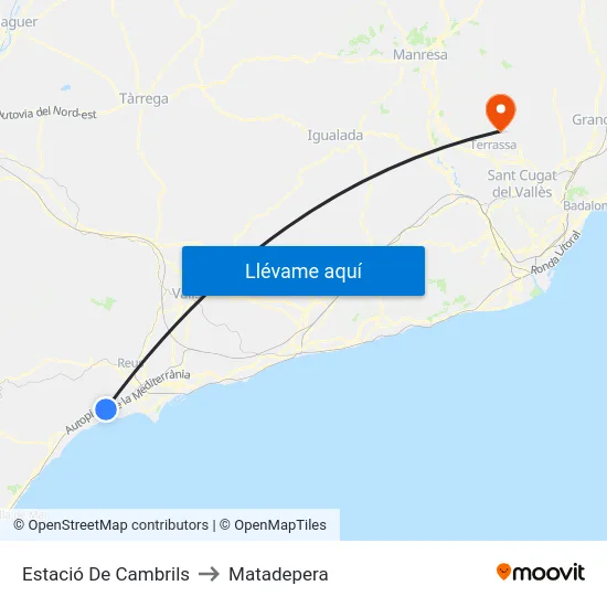 Estació De Cambrils to Matadepera map