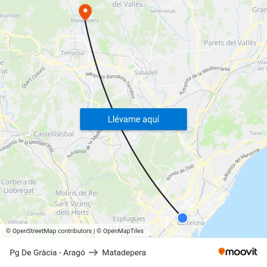 Pg De Gràcia - Aragó to Matadepera map