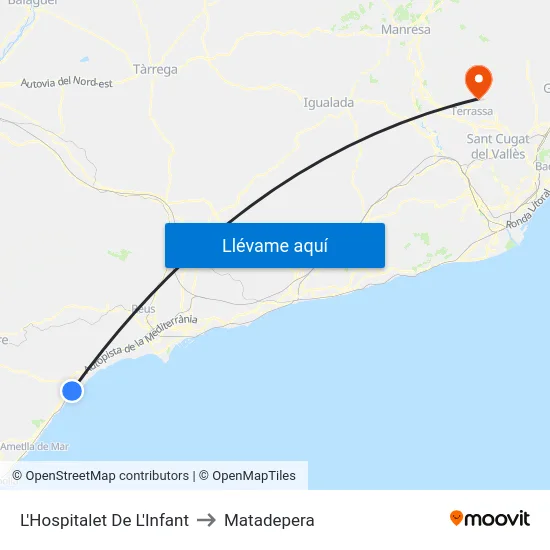 L'Hospitalet De L'Infant to Matadepera map