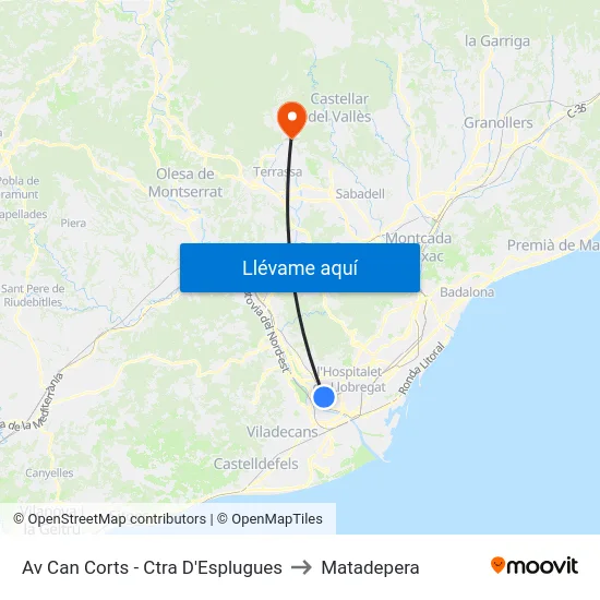 Av Can Corts - Ctra D'Esplugues to Matadepera map
